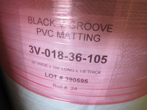 LOT (40) MATS, 36" X 105' X 1/8" THK SIZE, RUBBER MATERIAL. FLOOR MAT (W-44) LOADING & HANDLING FEE $30-